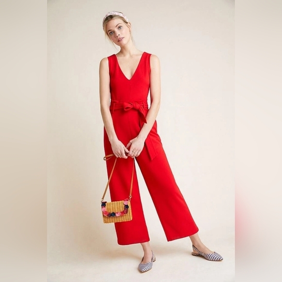 By Anthropologie Pants - Chic Red V-Neck Jumpsuit